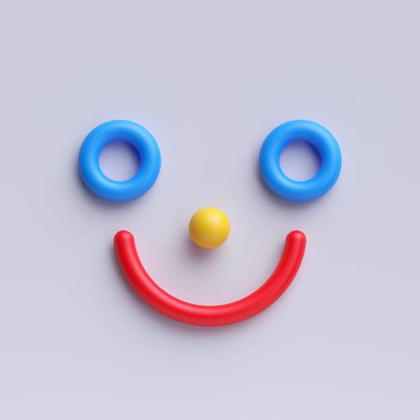 istock 3d render, cartoon smiley face icon, simple emoticon, character illustration, clown toy 1056831224