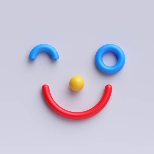 istock 3d render, cartoon smiley face icon, blinking, simple emoticon, character illustration, toy 1056831600