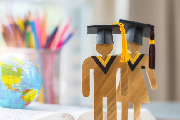 istock America Education knowledge learning study abroad international Ideas. Student Sign wood with Graduation celebrating cap on open textbook with model global map,alternative studying world wide 1056832528