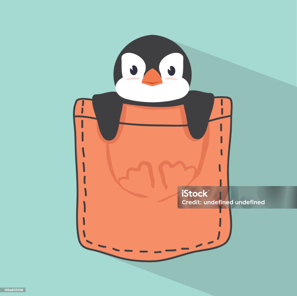 Cute Penguin in pocket Pocket stock vector