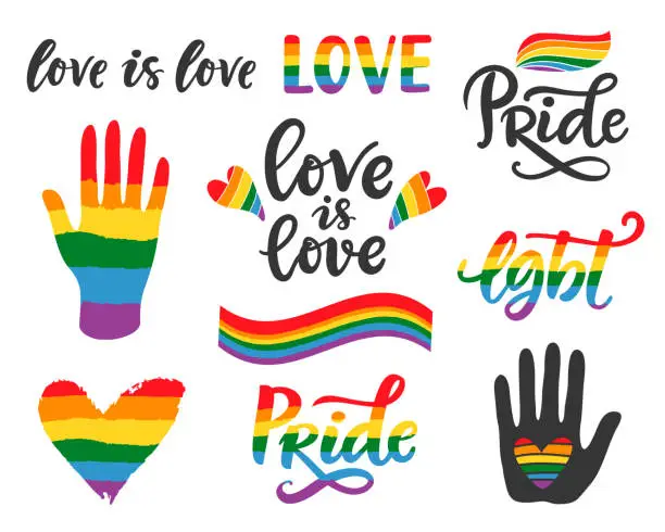 Vector illustration of Gay hand written lettering poster. LGBT rights concept