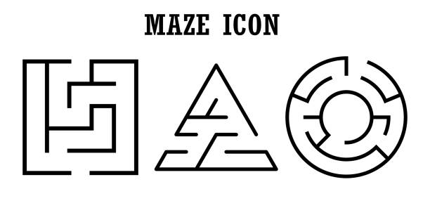 Set of maze icons,labyrinth isolated on white background vector art illustration