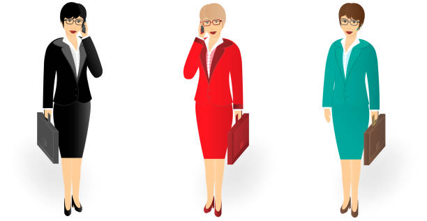 istock Business woman in a full-length with a briefcase talking on cell phone 1056840188