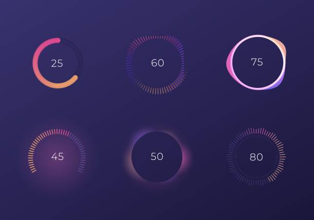 ilustrações de stock, clip art, desenhos animados e ícones de control knob used for regulating. dashboard ui and ux kit. control center design. progress bar. temperature control. - thermostat