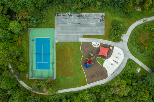 istock Aerial view of American playground 1056842598