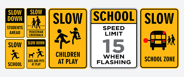 set of cross street school sign. easy to modify