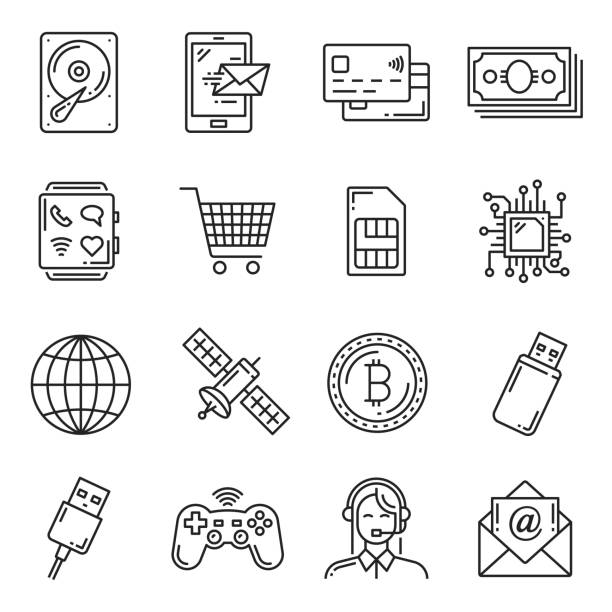 elektronisches gerät, gadget, technologie-icons - computer software flash stock-grafiken, -clipart, -cartoons und -symbole