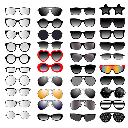 Set of different glasses. Vector illustration