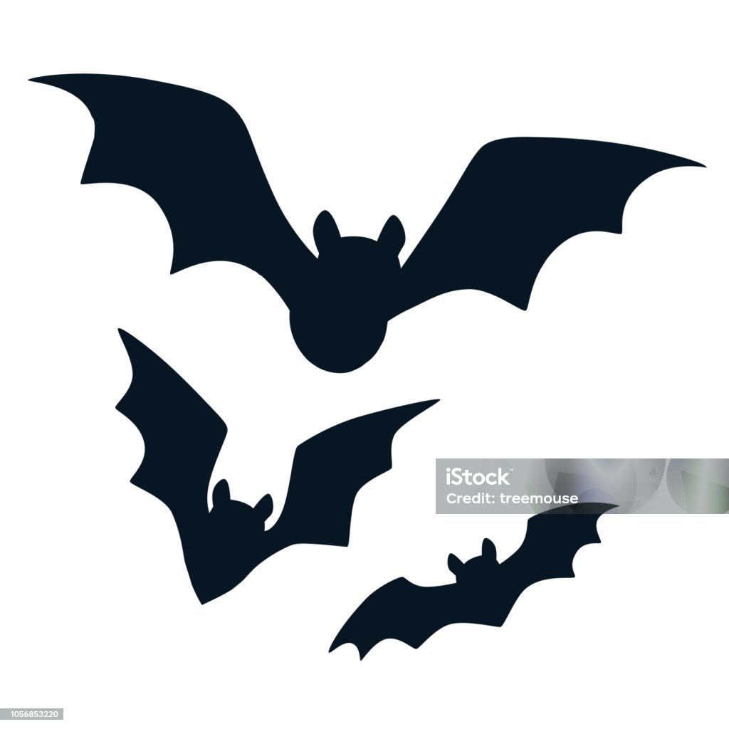 Halloween Black Bats Flying Silhouettes Isolated On White Simple Bat Icon  Vector Cartoon Illustration Fall Halloween Wildlife Design Element Stock  Illustration - Download Image Now - iStock