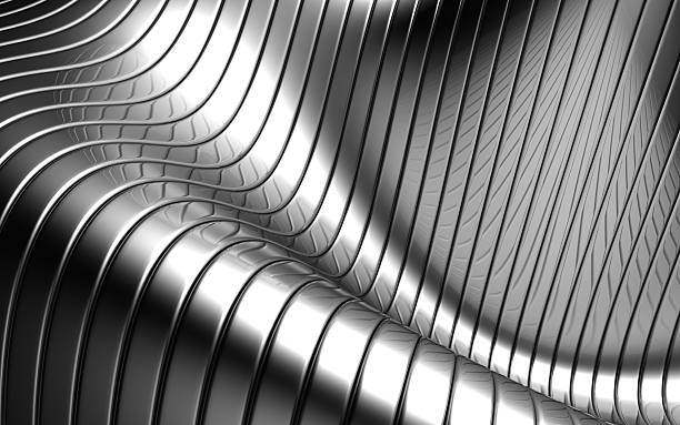 aluminium abstrakte silber streifen wave form hintergrund - metall legierung stock-fotos und bilder