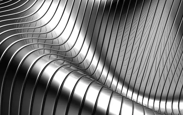 Photo of Aluminum abstract silver stripe wave shape background