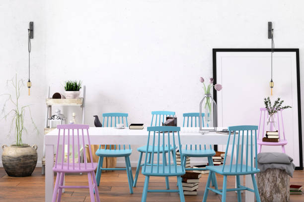 istock Nordic style office with large team desk 1056864936
