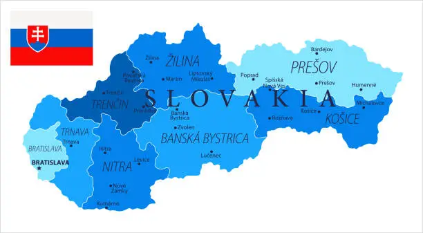 Vector illustration of 04 - Slovakia - Blue Spot Isolated 10