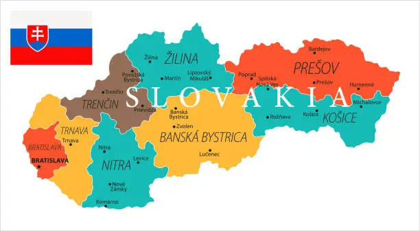 Vector illustration of Map of Slovakia - Vector