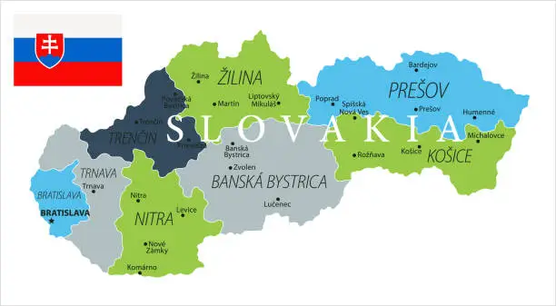 Vector illustration of Map of Slovakia - Vector