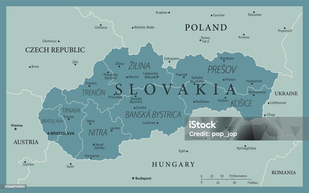 24 - Slovakia - Vintage Murena Isolated 10 Map of Slovakia - Vintage Vector illustration Banska Bystrica stock vector