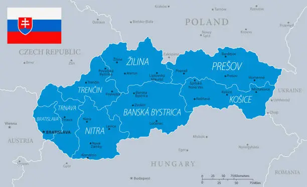 Vector illustration of 33 - Slovakia - Blue Gray 10