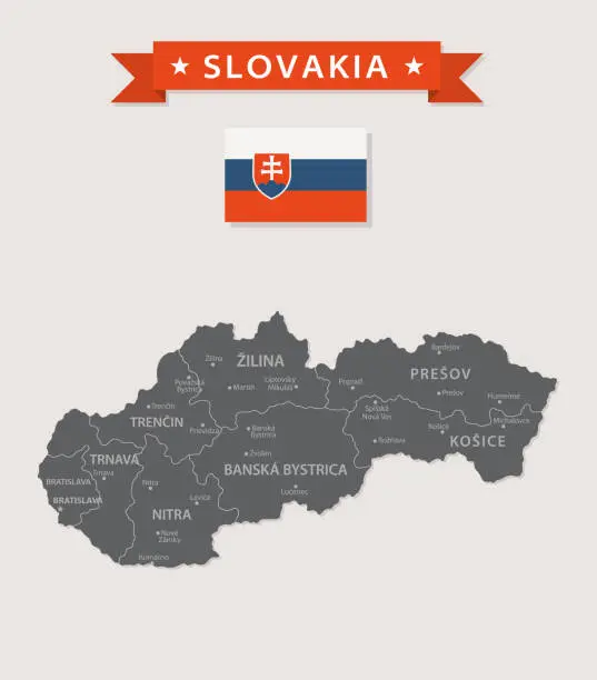 Vector illustration of Map of Slovakia - Vintage Vector