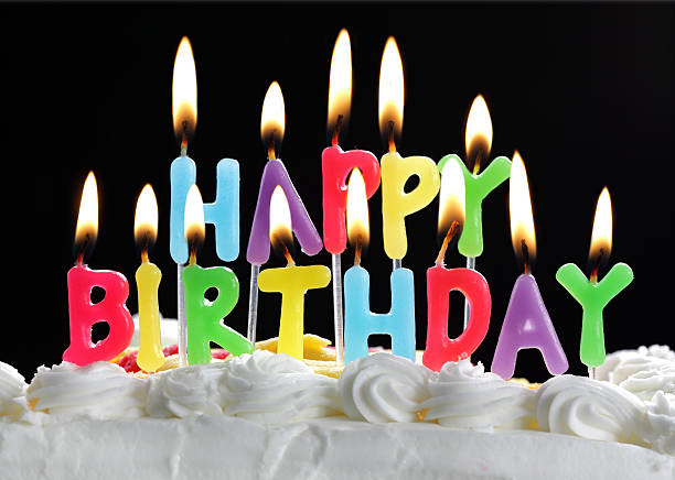istock Happy birthday candles on a cake 105687185