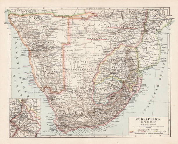 güney afrika 1900 haritası - natal stock illustrations