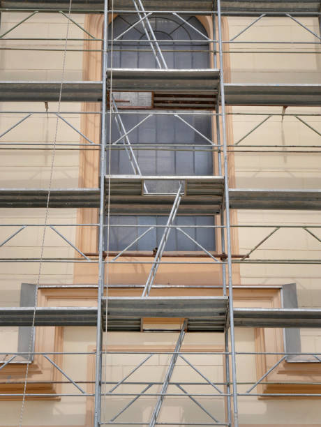 istock Metal scaffolding at building 1056879662