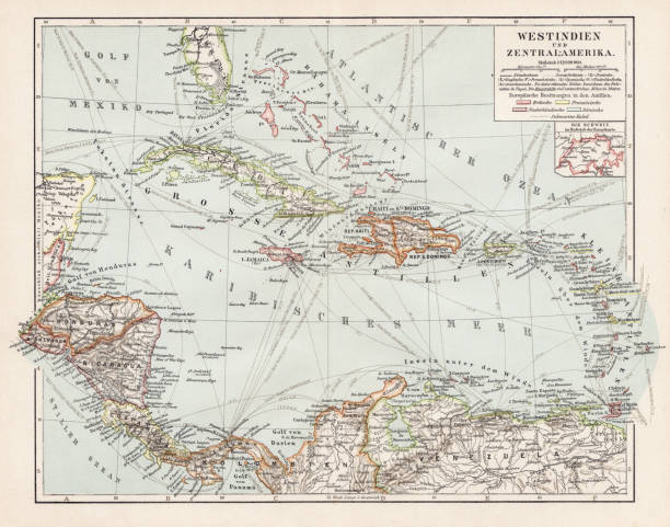 istock Map of West Indies and Central America 1900 1056881272