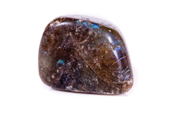 istock Macro mineral stone Labradorite on white background 1056881526