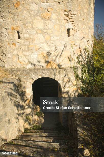 An Old Fortified Tower On A Hill In The Sun At Autumn Stock Photo - Download Image Now