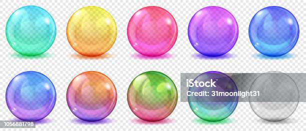 Transparent Colored Spheres With Shadows Stock Illustration - Download Image Now - Sphere, Glass - Material, Bubble