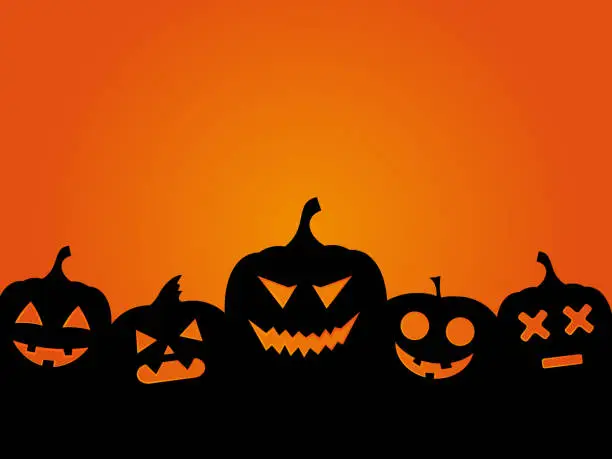 Vector illustration of Scary halloween pumpkins background