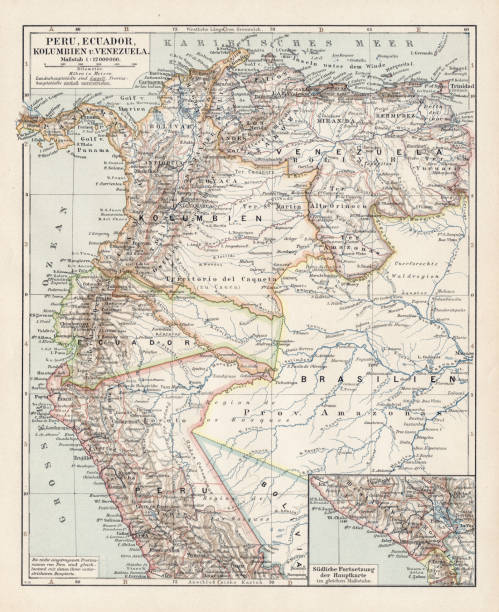 istock Map of Peru, Colombia, Venezuela, Ecuador 1900 1056885858