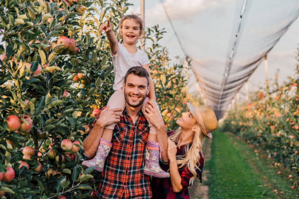 istock Parents and a daughter at the farm 1056889054