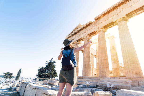 istock Woman tourist in Acropolis - Athens 1056890364
