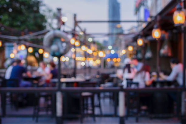 istock Blurred background of restaurant with people. 1056893818