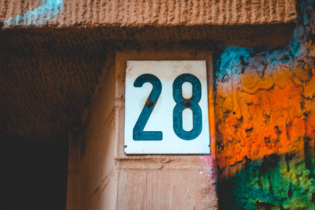 istock colorful number 28 door sign 1056900784