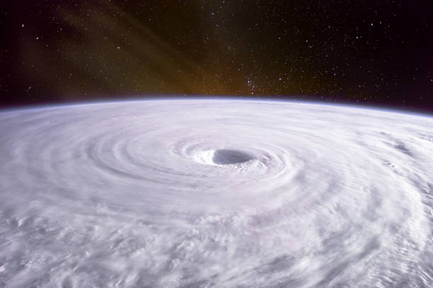 typhoon. satellite view. elements of this image furnished by nasa. - the eye of the storm thunderstorm storm cloud imagens e fotografias de stock