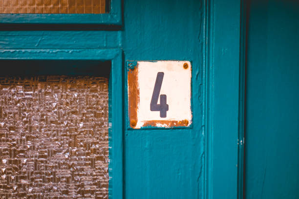 istock number 4 door sign on vintage background 1056903220