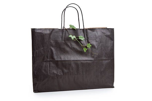 istock Black paper shopping bag and plant 105690436