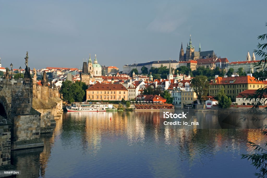 Prague Castle and Charles bridge Prague Castle and Charles bridge  at sunrise. Czech Republic Ancient Stock Photo