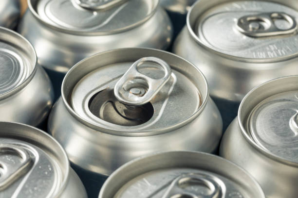 istock Shiny Silver Aluminum Soda Cans 1056914322