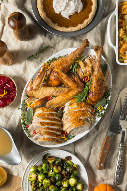 istock Roasted Cut Up Turkey Platter For Thanksgiving 1056915592