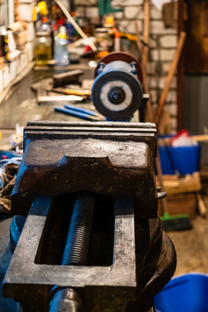 istock metalworking vise on the table in home workshop 1056916972