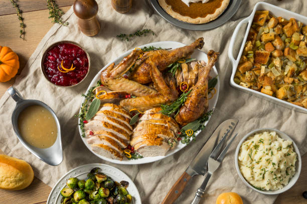 istock Roasted Cut Up Turkey Platter For Thanksgiving 1056917628