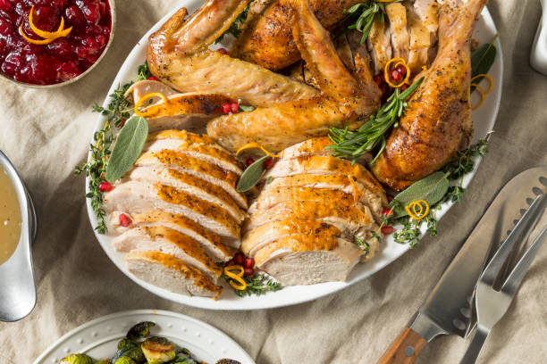 istock Roasted Cut Up Turkey Platter For Thanksgiving 1056917672