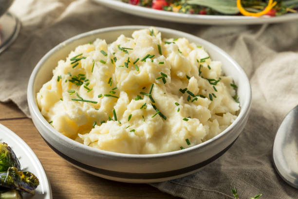 Healthy Homemade Mashed Potatoes Healthy Homemade Mashed Potatoes for Thanksgiving Dinner mashed potatoes stock pictures, royalty-free photos & images