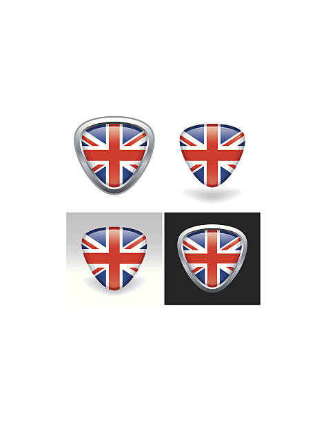 ilustraciones, imágenes clip art, dibujos animados e iconos de stock de bandera británica iconos metálicos (uk - insignia british flag coat of arms uk