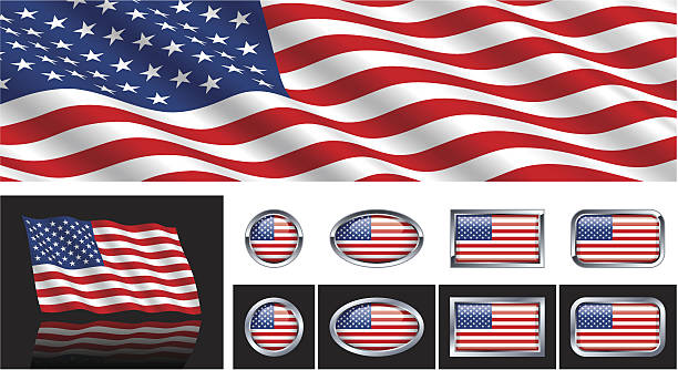 ilustrações de stock, clip art, desenhos animados e ícones de bandeira americana colecção - american flag usa flag curve