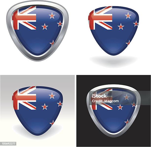 Bandeira Da Nova Zelândia Emblema - Arte vetorial de stock e mais imagens de Bandeira - Bandeira, Bandeira da Nova Zelândia, Botão - Peça de Máquina