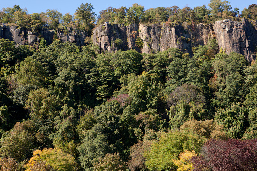 The Palisades are a steep line of cliffs along the lower part of the Hudson river in new Jersey.
