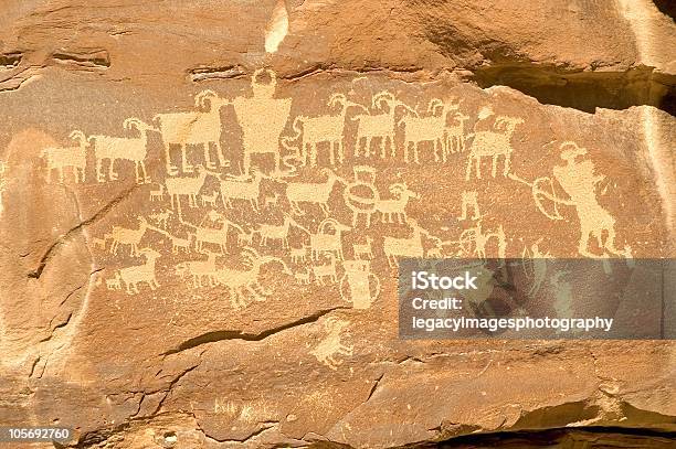 Hunter Panel Famous Indian Petroglyph From Nine Mile Canyon Stock Photo - Download Image Now